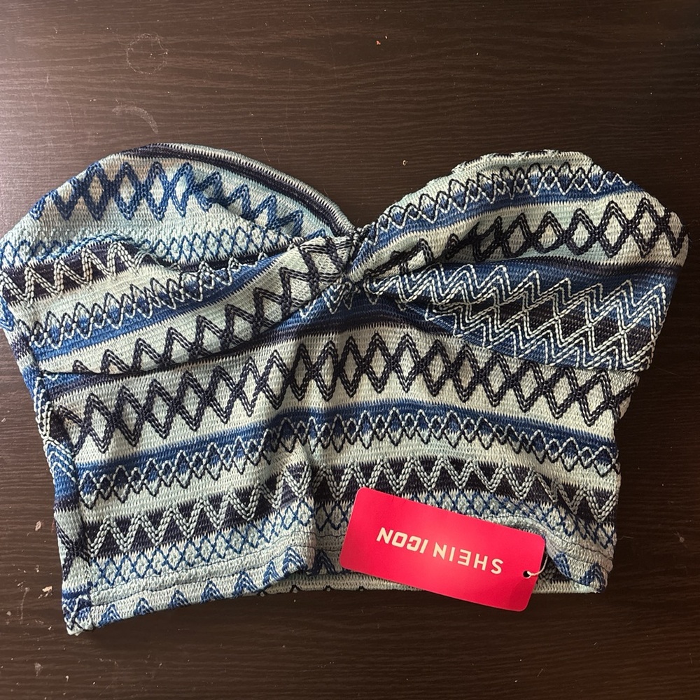 SHEIN Icon Blue Geometric Tube Top